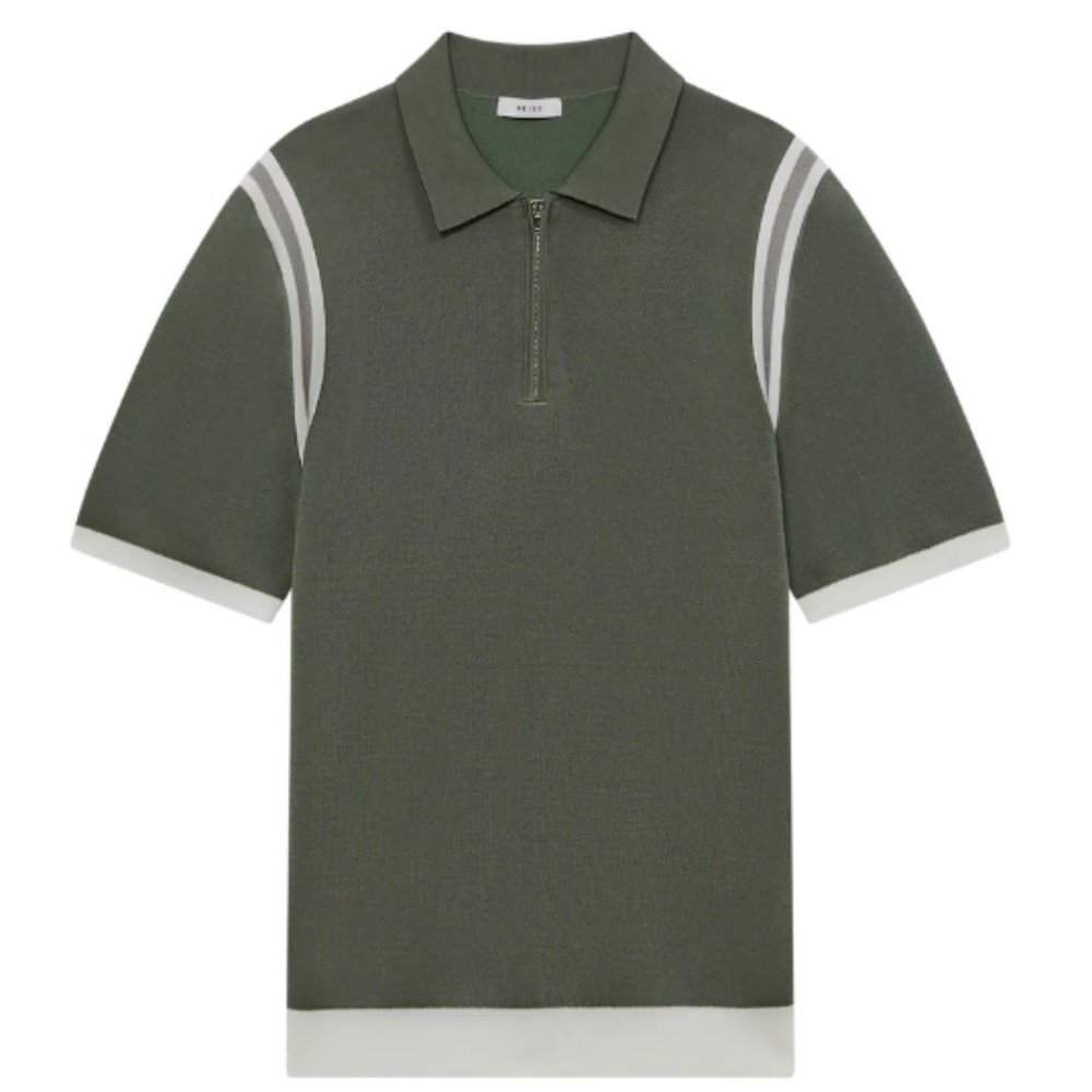 Reiss Barton Zip Piqué Polo NWT